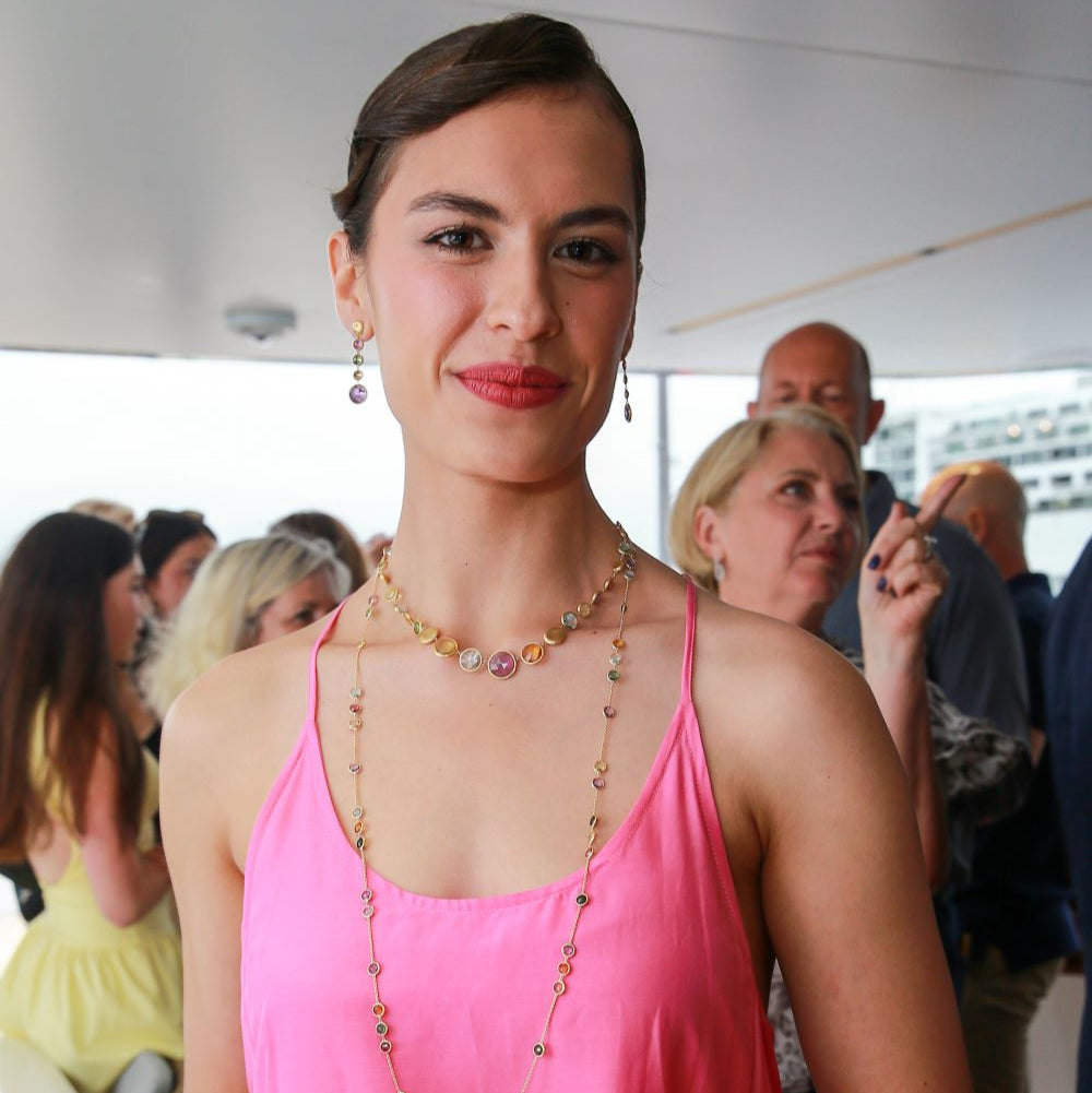 model wearing beautiful italian jewellery at Orsini yacht event