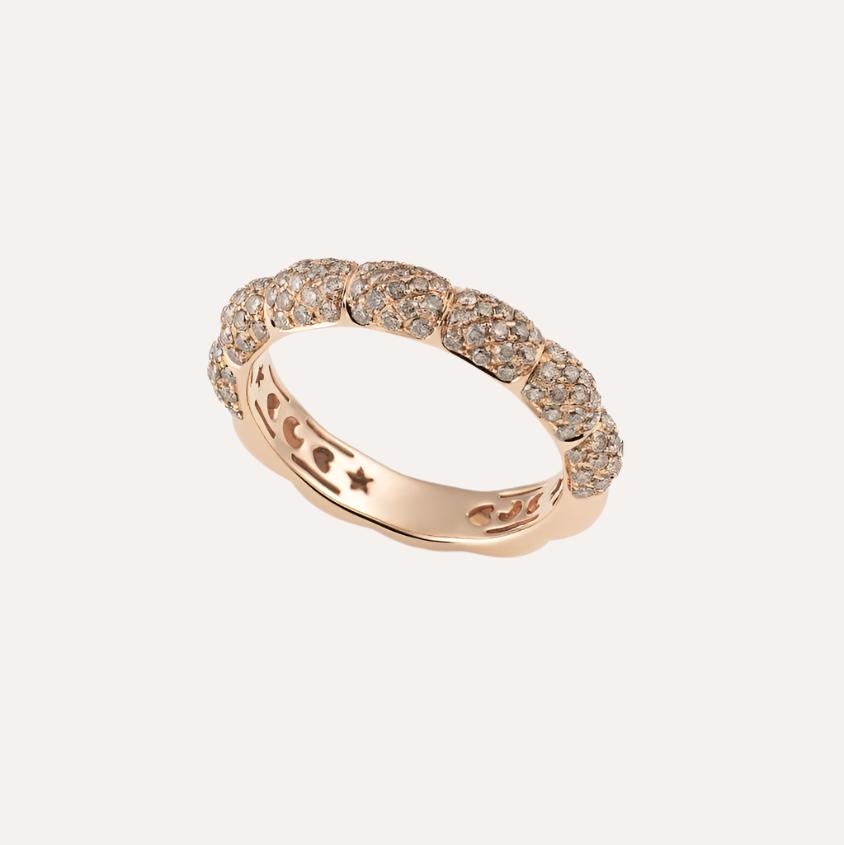 Al Coro La Piazza Rose Gold Ring with Brown Diamonds