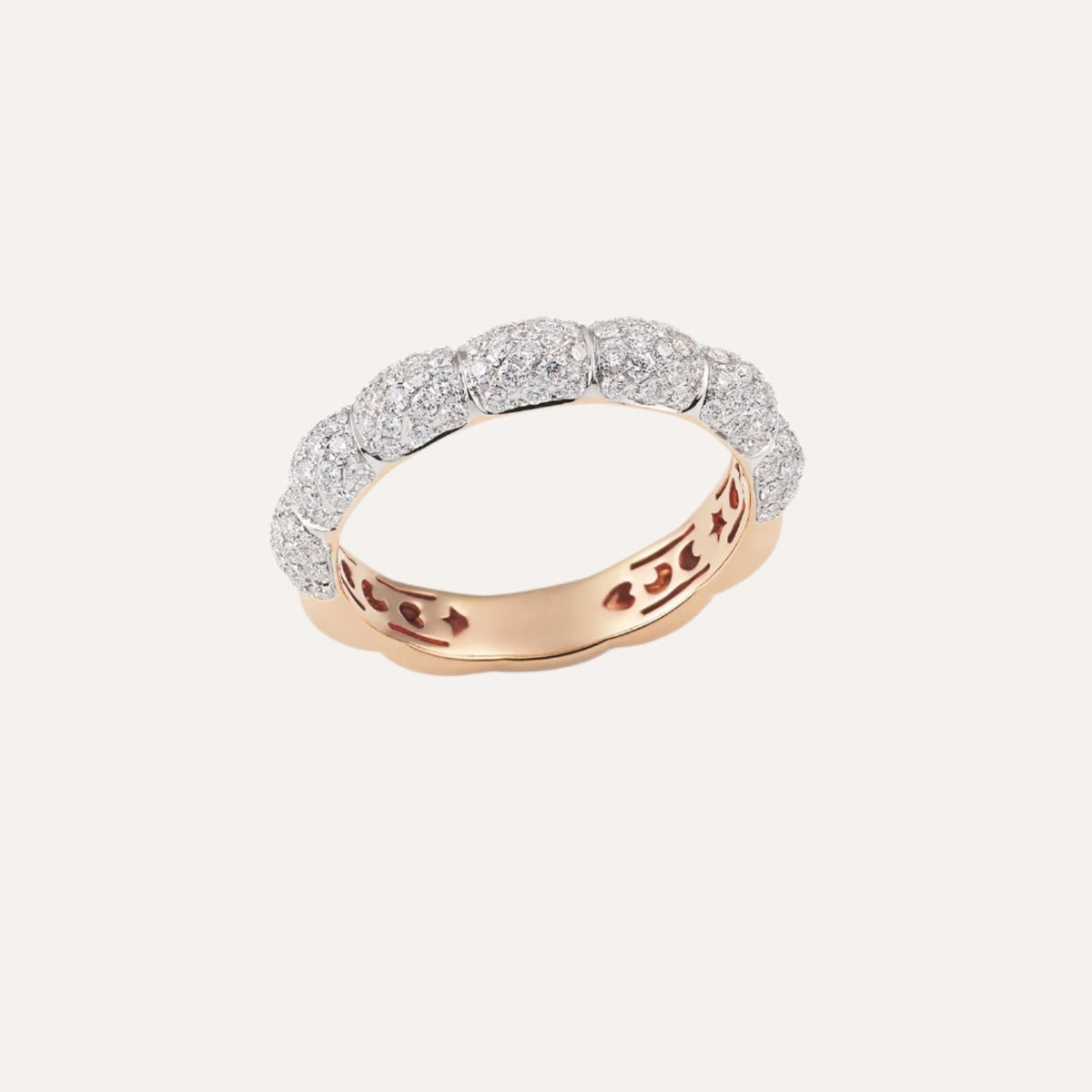 Al Coro La Piazza Rose Gold Ring with White Diamonds NR559WR