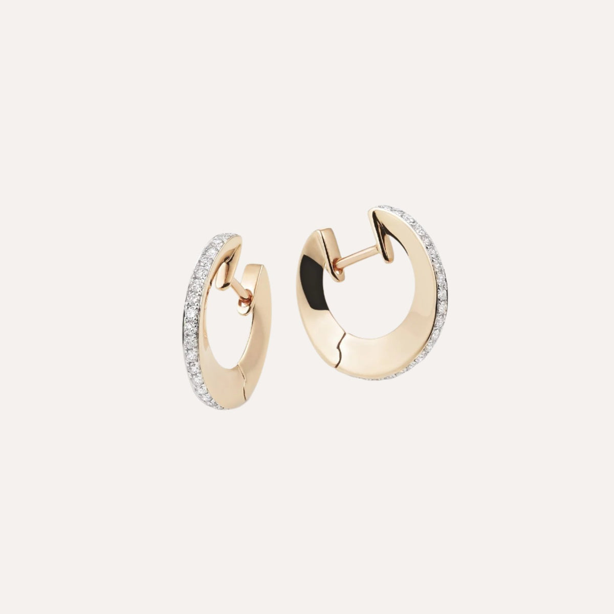 Al Coro Mezzaluna Diamond Detail Gold Hoop Earrings NE8356WR