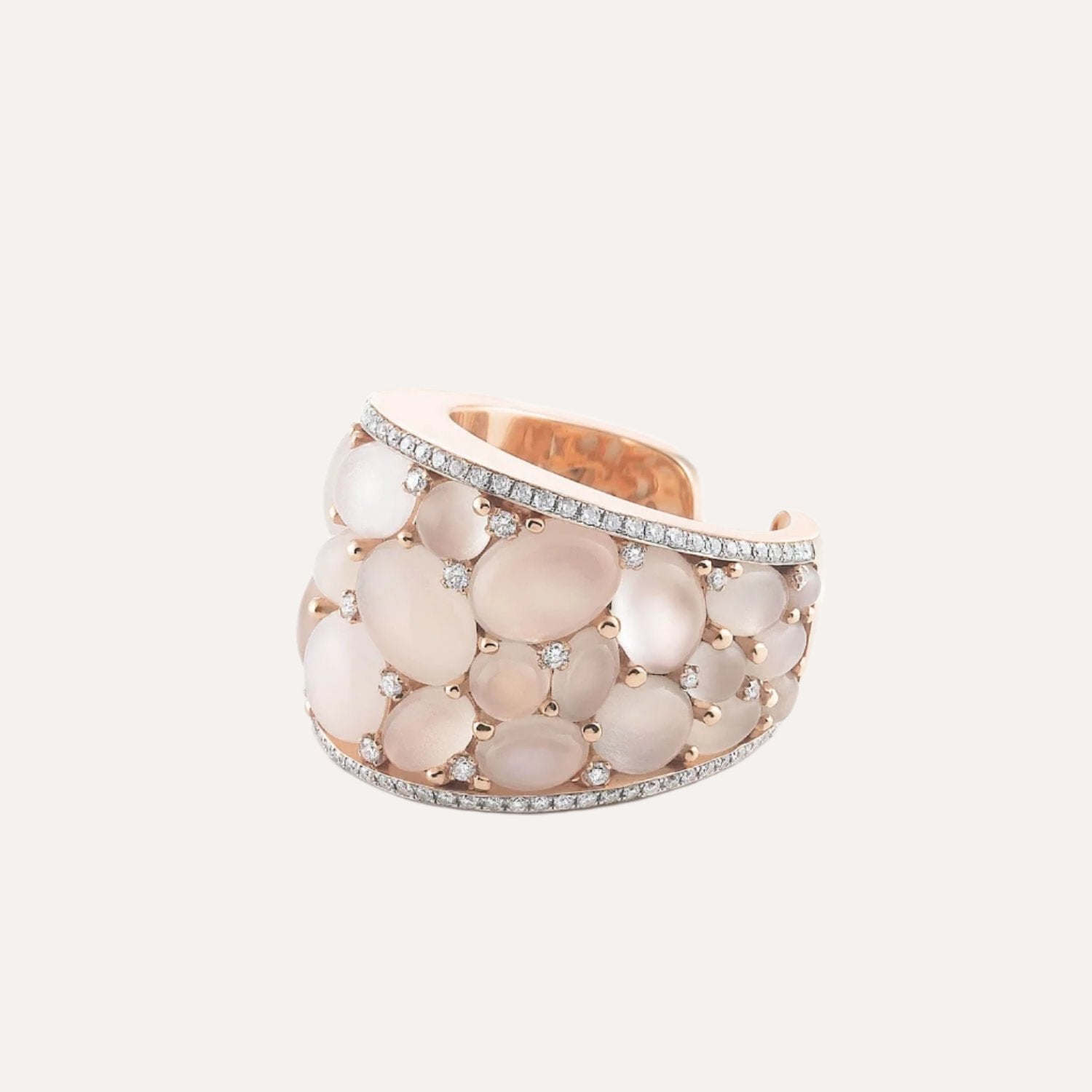 Al Coro Mezzaluna Diamond Ring with Moonstone Gemstones