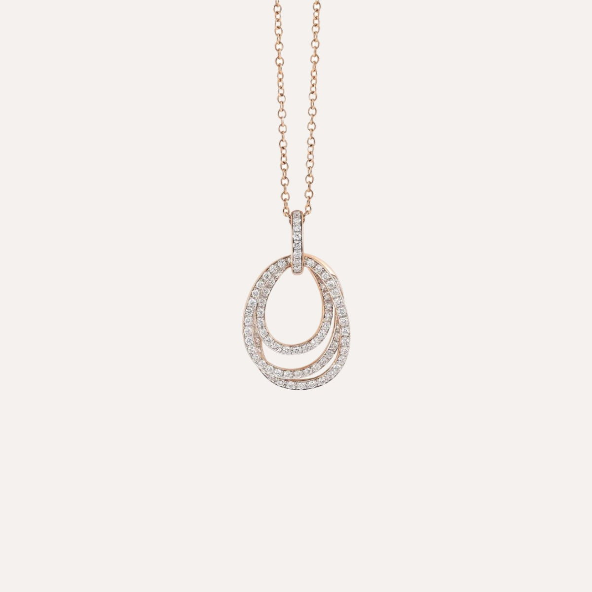 Al Coro Serenata 18k Gold and Diamond Oval Drop Necklace