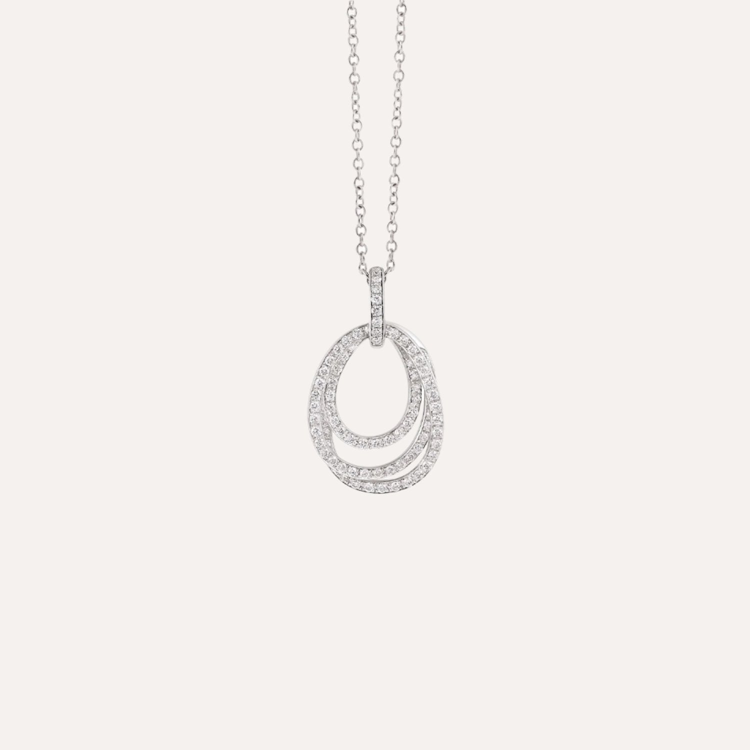 Al Coro Serenata 18k Gold and Diamond Oval Drop Necklace