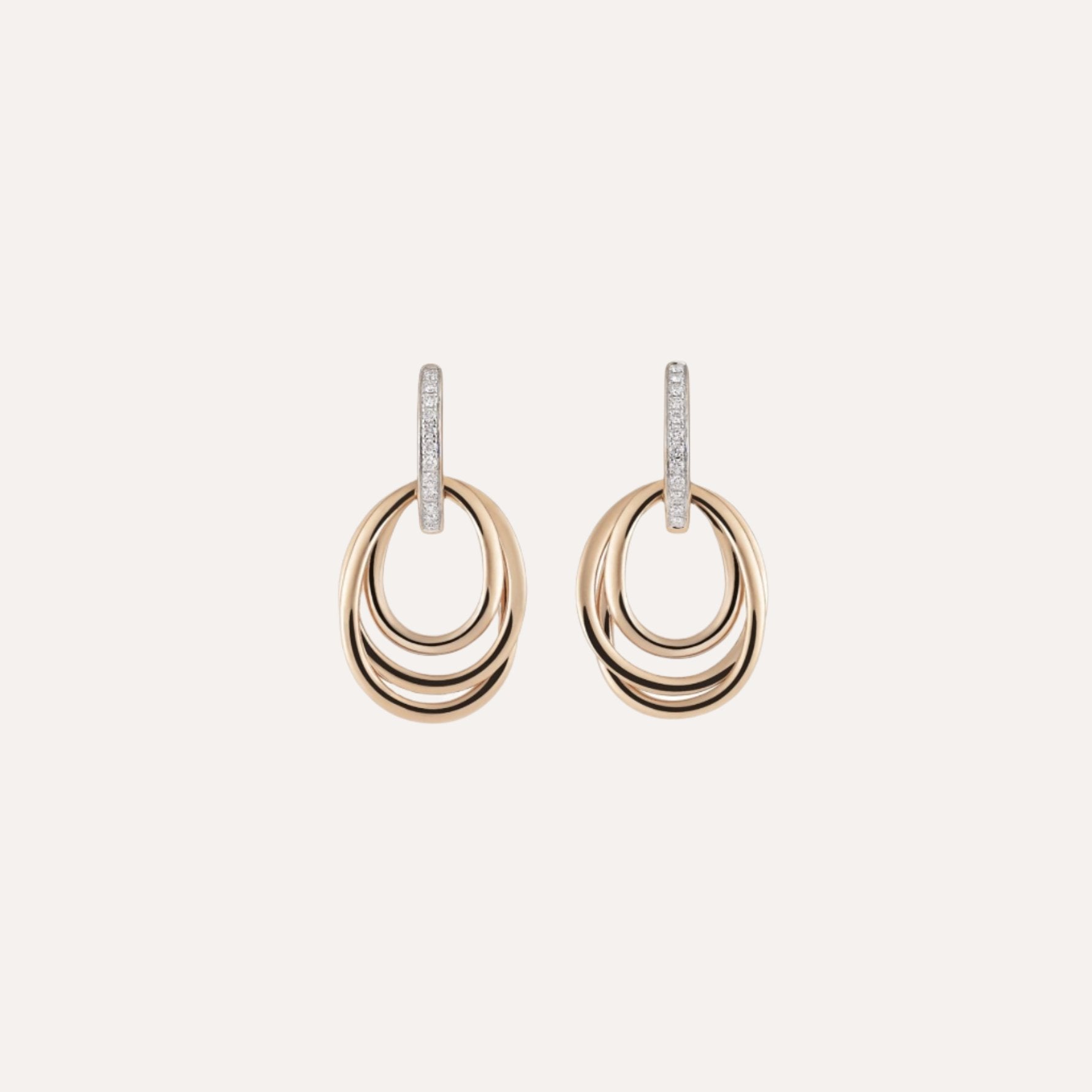 Al Coro Serenata Rose Gold Oval Drop Earrings NE920R