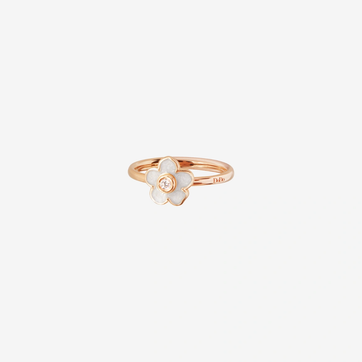 Colour Blossom Mini Sun Ring, Pink Gold, White Mother-Of-Pearl And