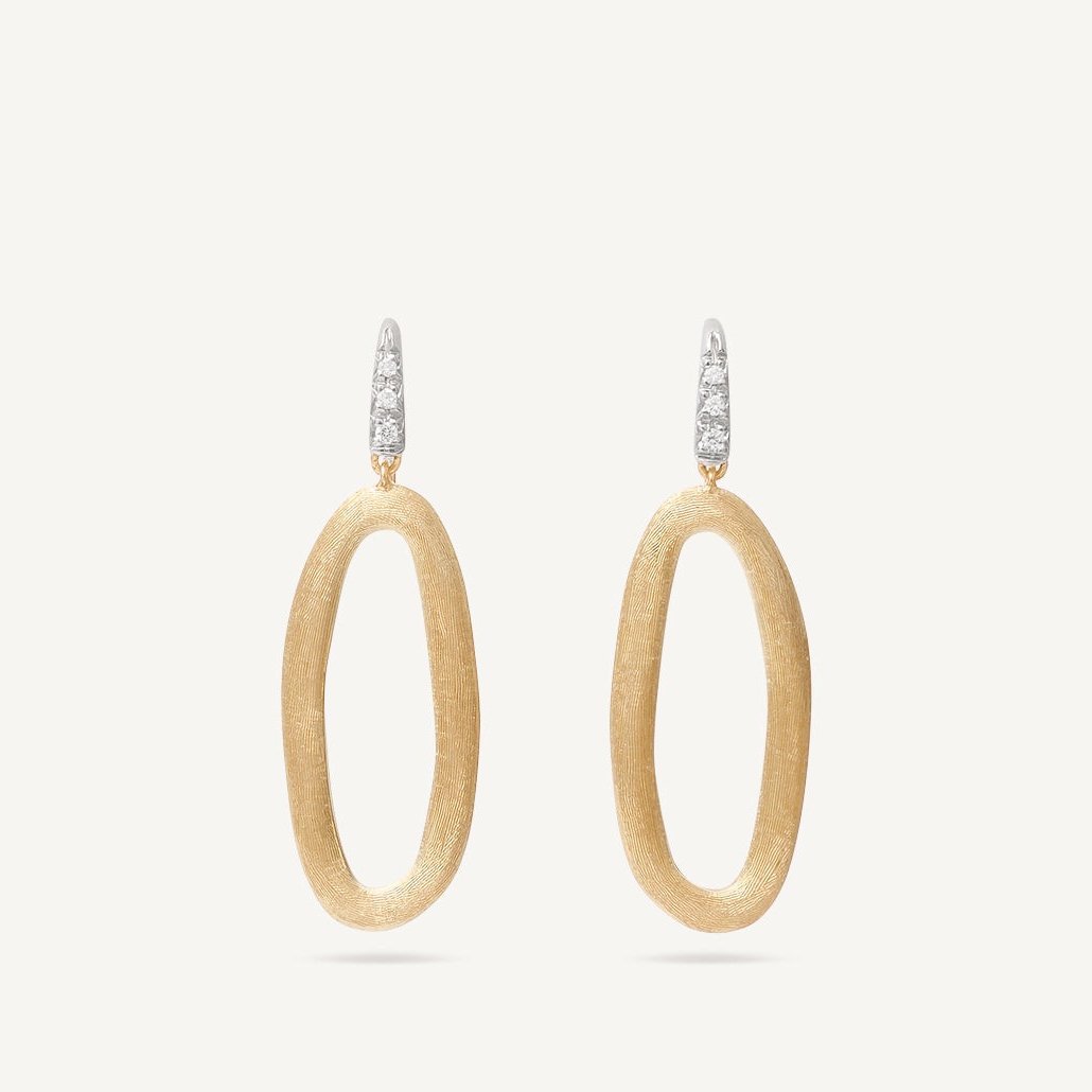 Marco Bicego 18kt yellow gold link earrings with diamond studded hook