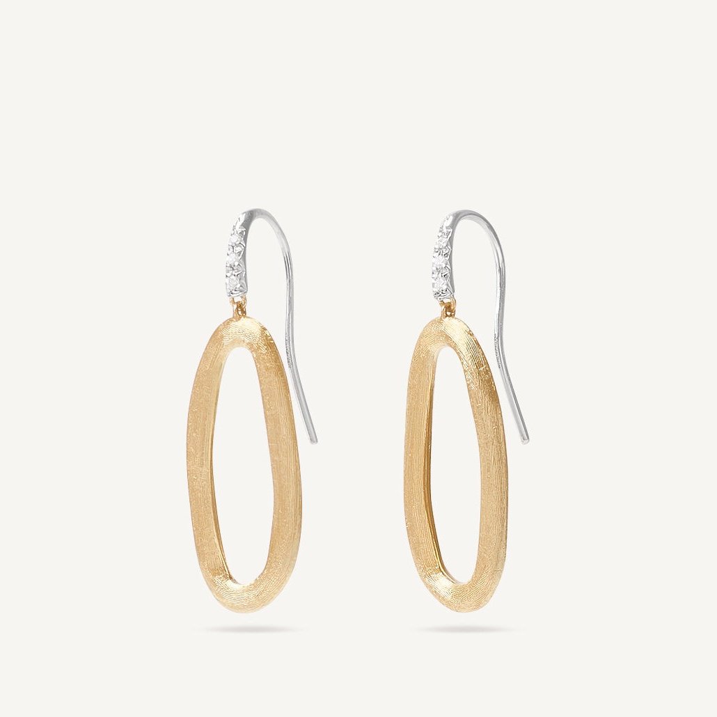 Marco Bicego 18kt yellow gold link earrings with diamond studded hook