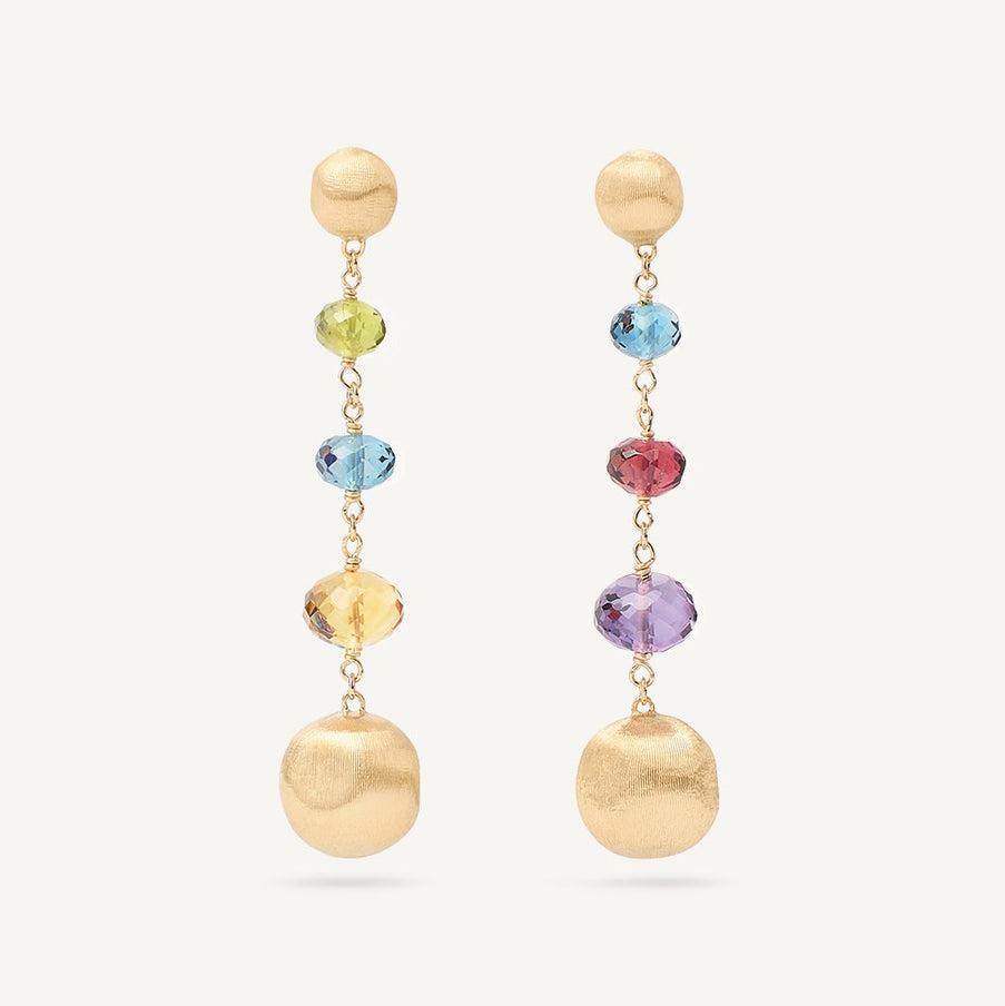 Marco Bicego Africa Gemstone Drop Earrings in 18k Yellow Gold with Mixed Gemstones