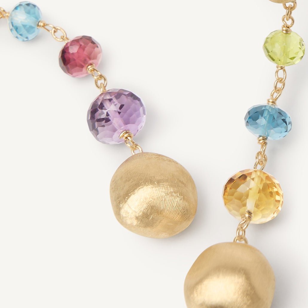 Marco Bicego Africa Gemstone Drop Earrings in 18k Yellow Gold with Mixed Gemstones