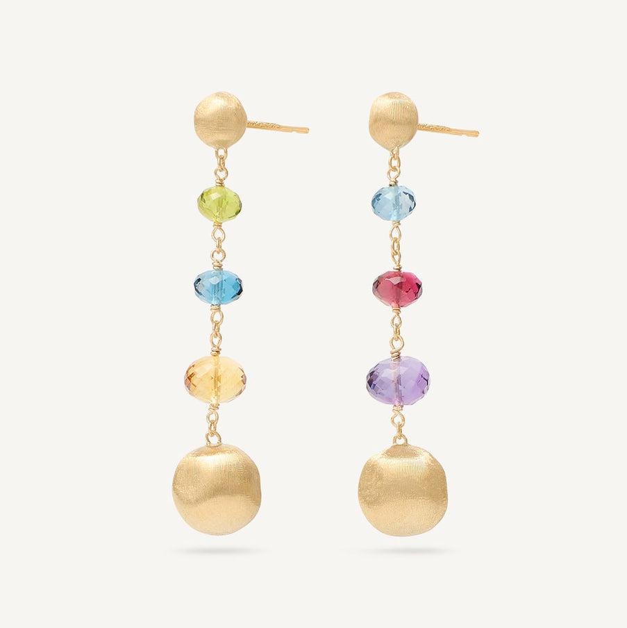 Marco Bicego Africa Gemstone Drop Earrings in 18k Yellow Gold with Mixed Gemstones