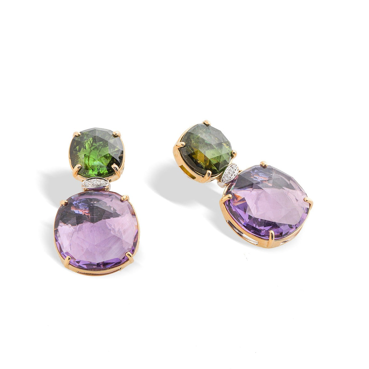 Marco Bicego Green Tournaline and Purple Amethyst Gemstone Earrings