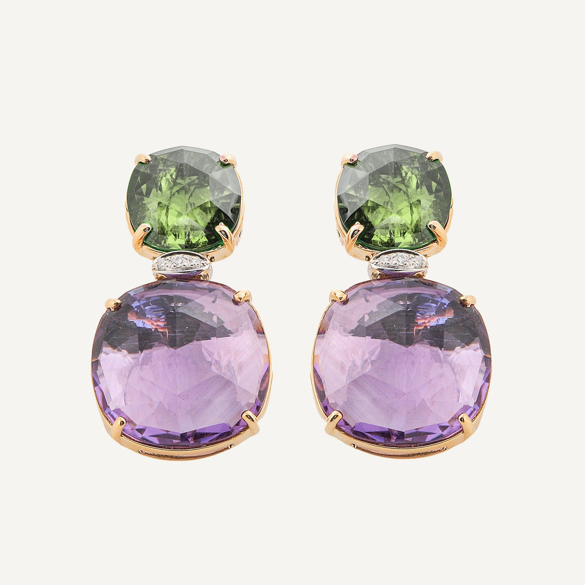 Marco Bicego Green Tournaline and Purple Amethyst Gemstone Earrings