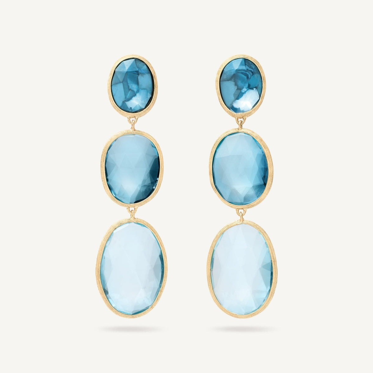 18K Yellow Gold Three-Stone Topaz Earrings
