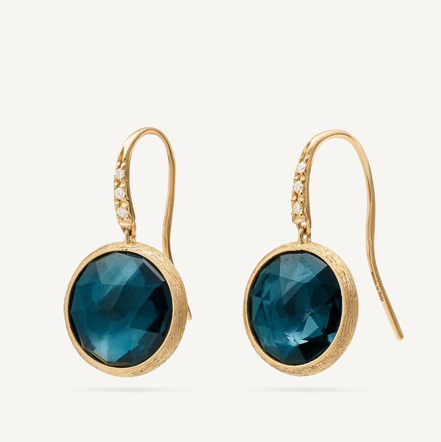 Marco Bicego Jaipur 18k Gold London Blue Topaz Drop Earrings