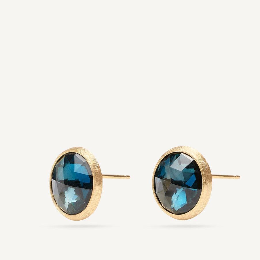 Marco Bicego Jaipur 18k Gold London Blue Topaz Stud Earrings - Large size