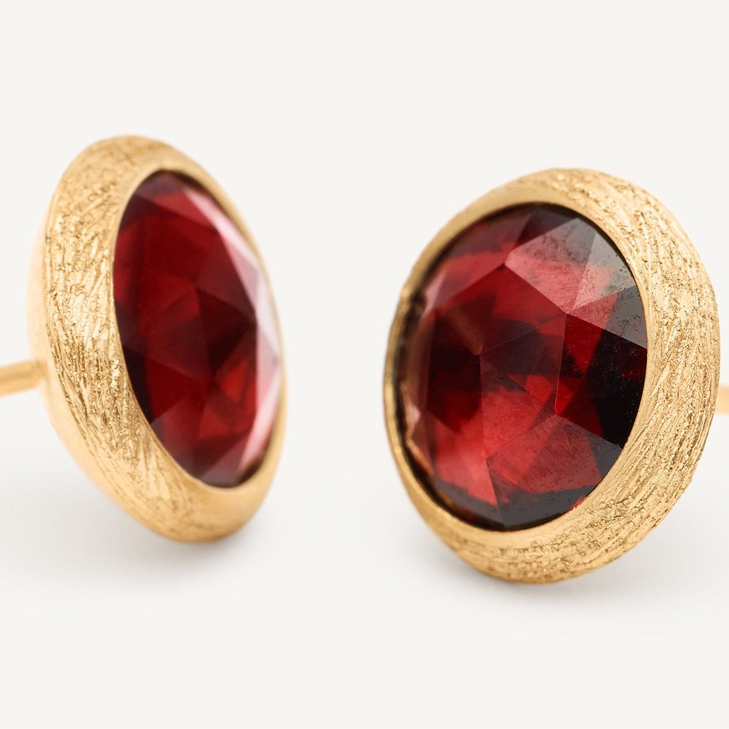 Marco Bicego Jaipur 18k Gold Red Garnet Stud Earrings OB957 RG01 Y