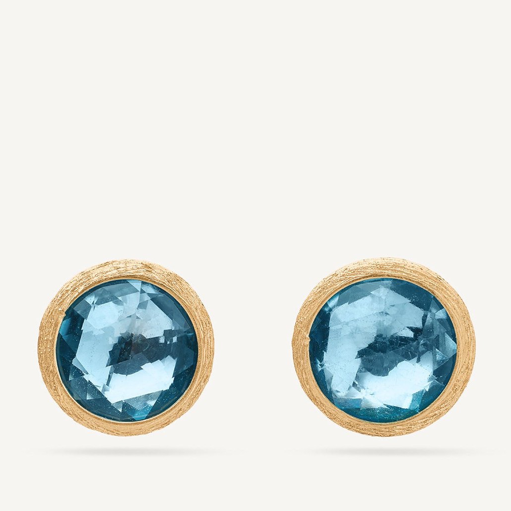 Marco Bicego Jaipur 18k Gold Sky Blue Stud Earrings OB957 TP01 Y