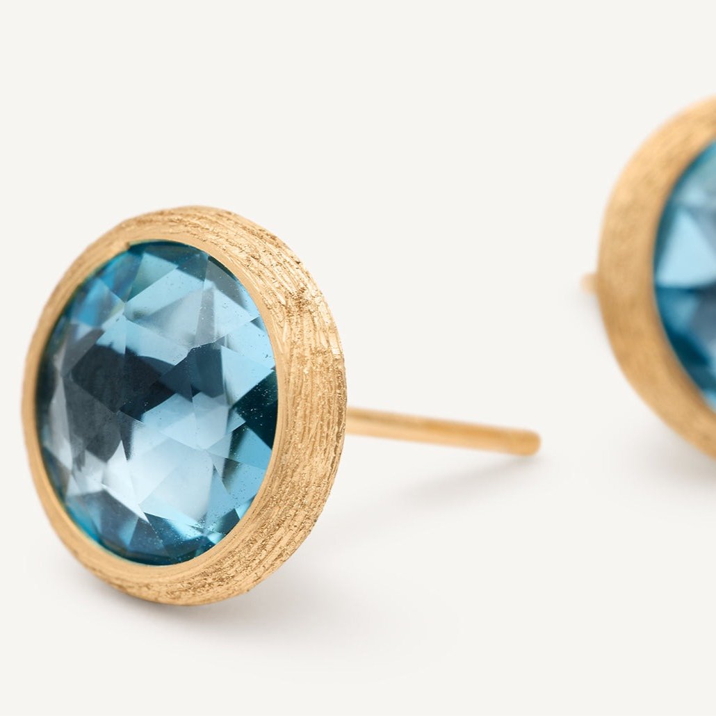 Marco Bicego Jaipur 18k Gold Sky Blue Stud Earrings OB957 TP01 Y