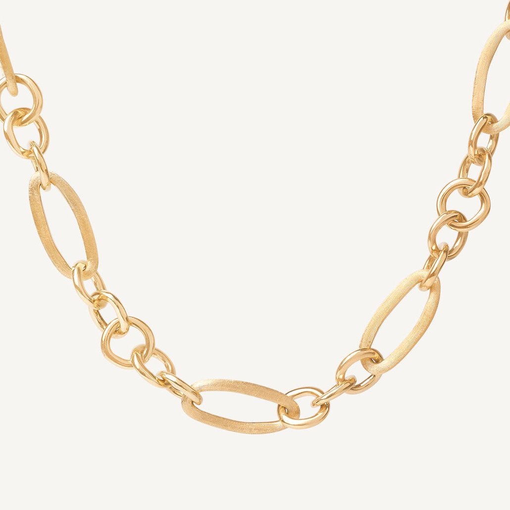 18kt yellow gold oval link necklace with polished gold links