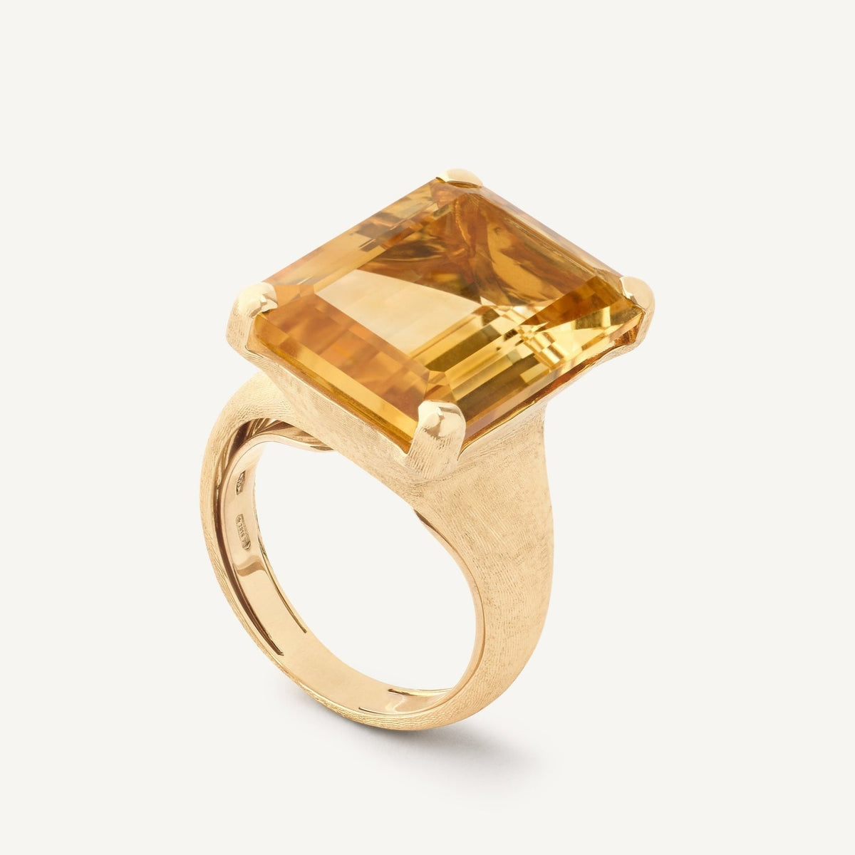 18K Yellow Gold Yellow Quartz Cocktail Ring