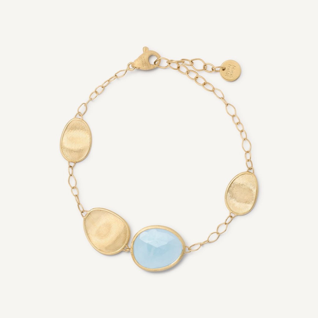 Marco Bicego Lunaria Bracelet 18k Yellow Gold with Aquamarine BB1981 AQD Y