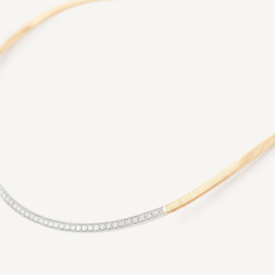 Marco Bicego Marrakech 18kt yellow gold coil necklace with diamond bar