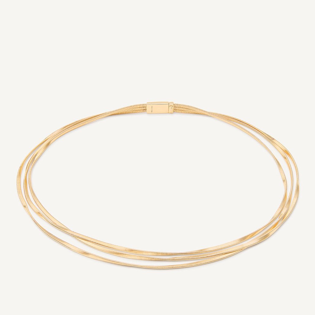 18kt yellow gold three-strand coil necklace