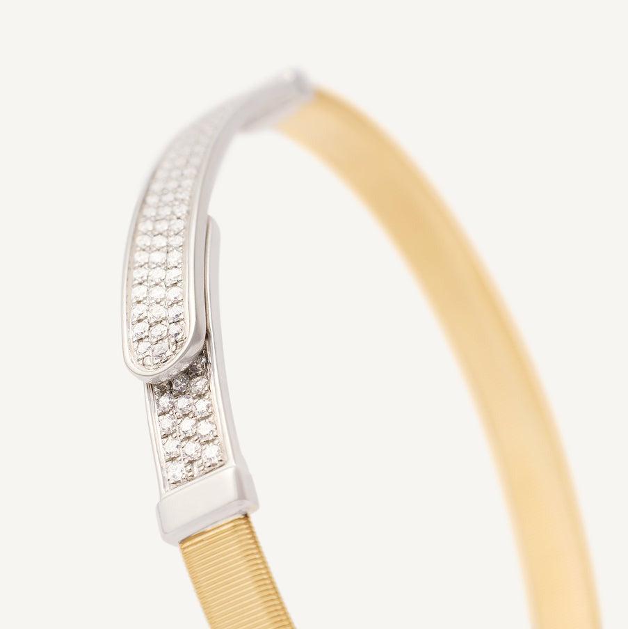 Marco Bicego Masai 18K Gold and Diamond Pavé Thin Bangle Bracelet SG43 B1 YW