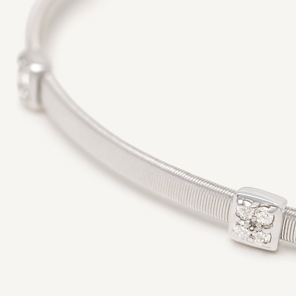 Marco Bicego Masai 18k White Gold Pavè Diamond Bracelet 3 Stations