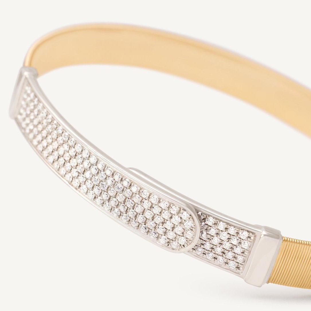 MASAI 18K Yellow Gold Coil and Diamond Pavé Large Bangle Bracelet