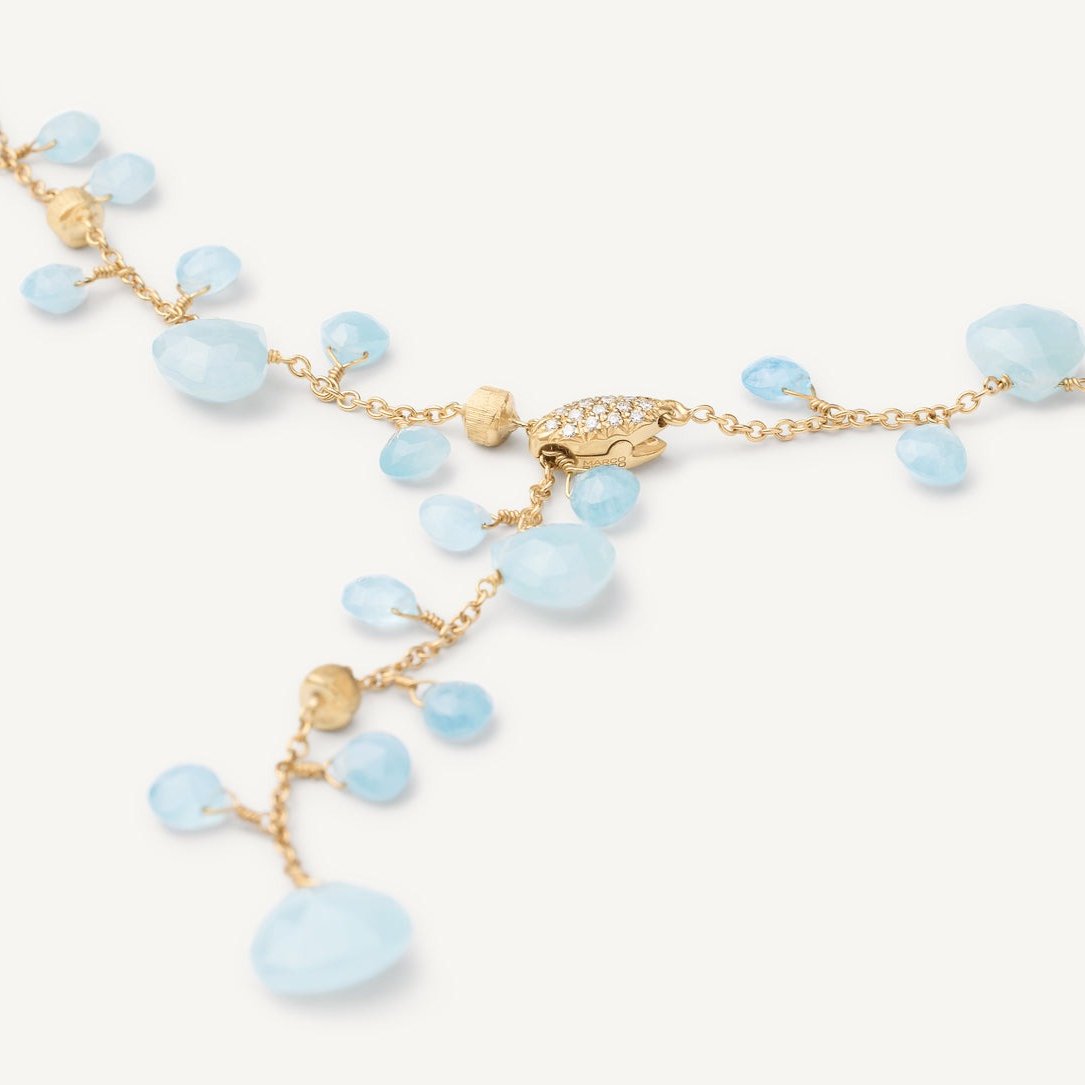 Marco Bicego Paradise 18K Yellow Gold Aquamarine Lariat Necklace - Orsini Jewellers