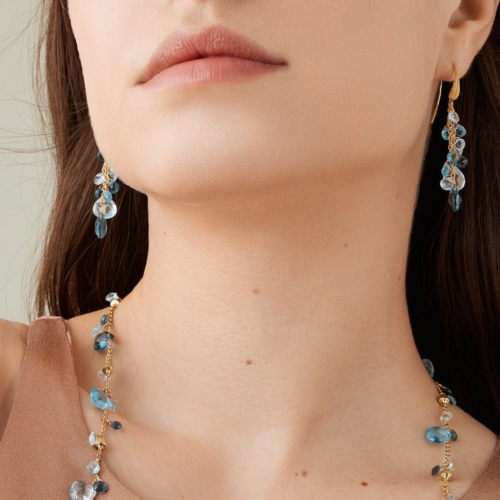 Marco Bicego Paradise Blue Topaz Gemstone Drop Earrings - Orsini Jewellery