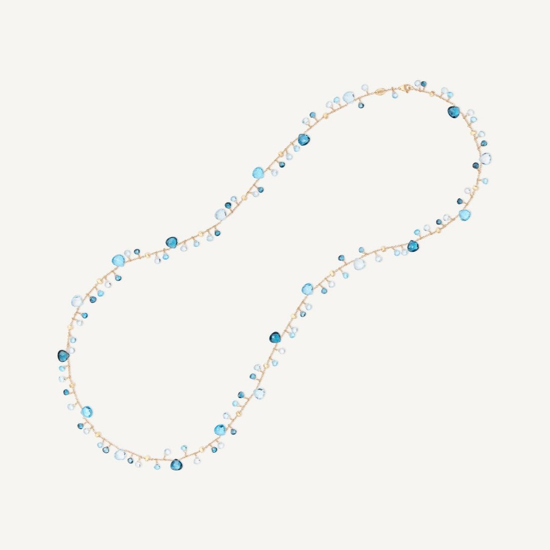 18K Yellow Gold Mixed Topaz Long Necklace Paradise collection