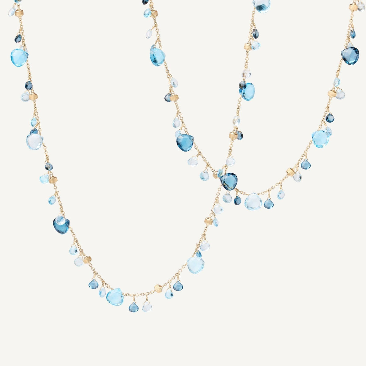 18K Yellow Gold Mixed Topaz Long Necklace