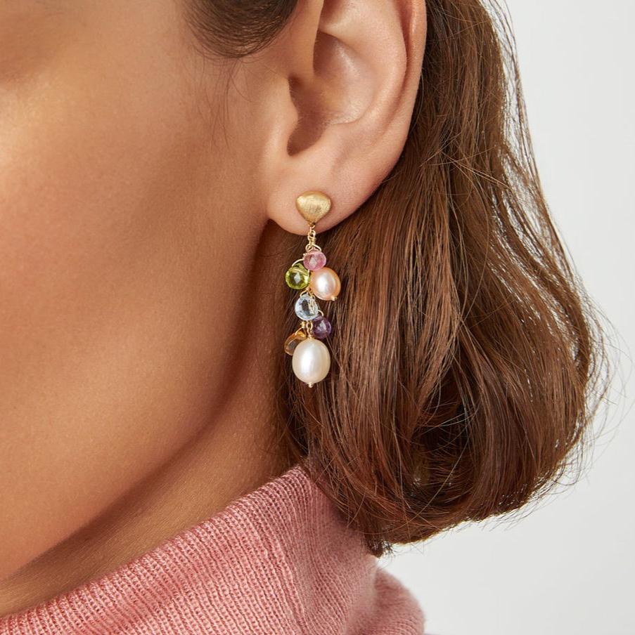 Marco Bicego Paradise Pearl and Gemstone Drop Earrings