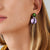 18kt Yellow Gold Drop Earrings with Green Tourmaline, Amethyst, and Diamond Pavé