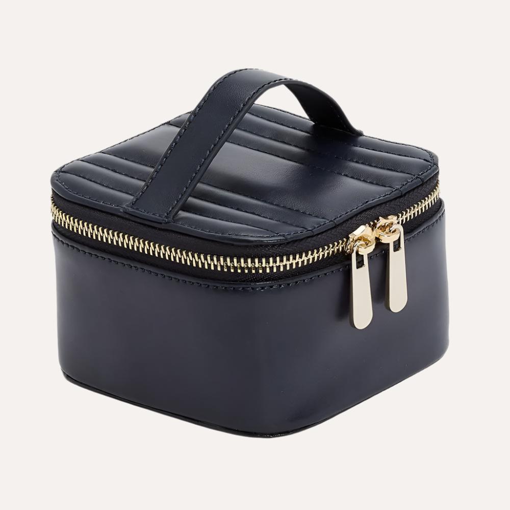 Jewellery cube navy travelling jewellery box 