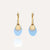 gold and milky aquamarine ball drop earrings with diamonds