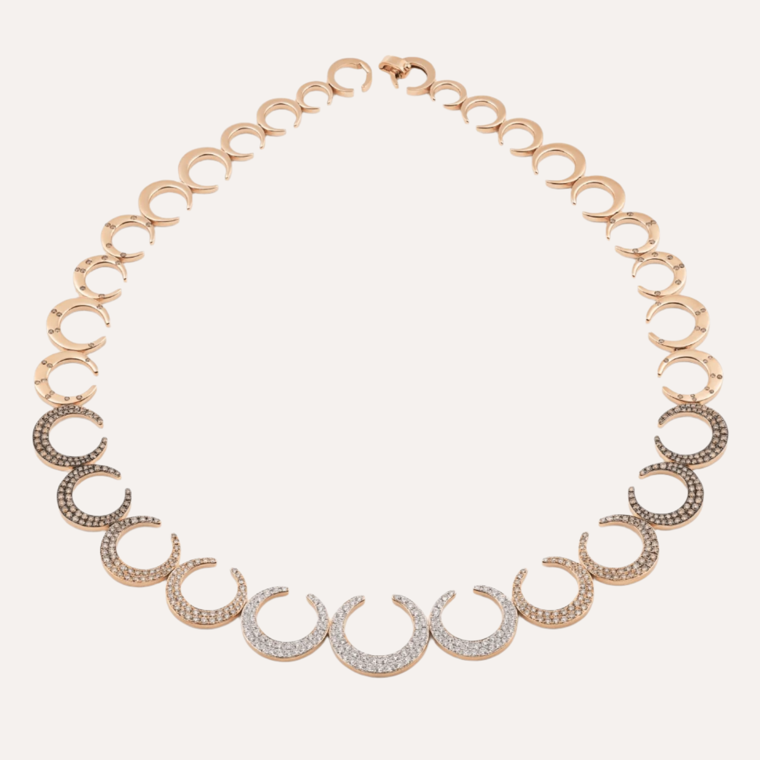 Al Coro Mezzaluna 18k Gold Necklace with White and Brown Diamonds - Orsini Jewellers