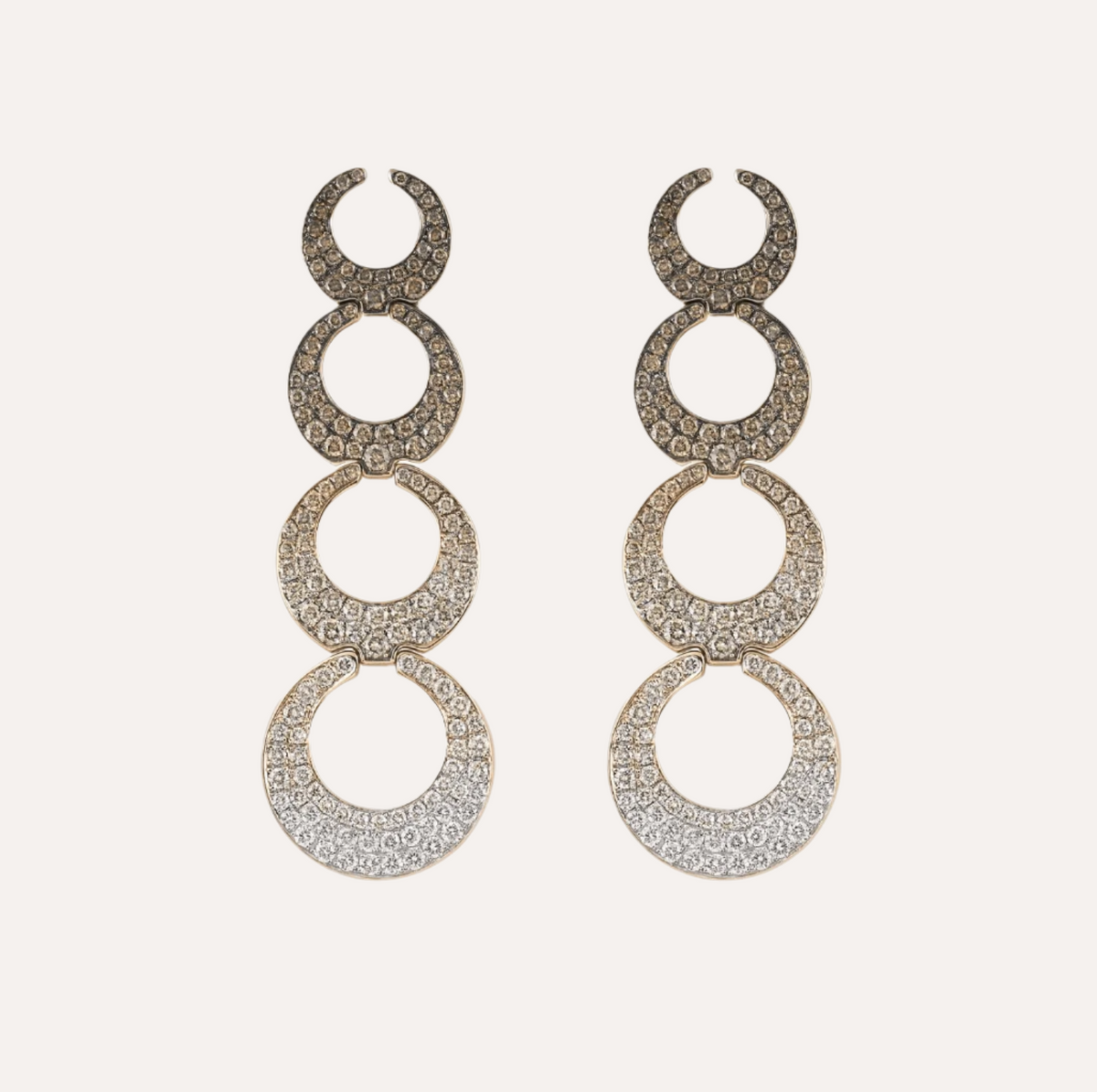 Al Coro Mezzaluna White and Brown Diamond 18k Gold Earrings - Orsini Jewellers