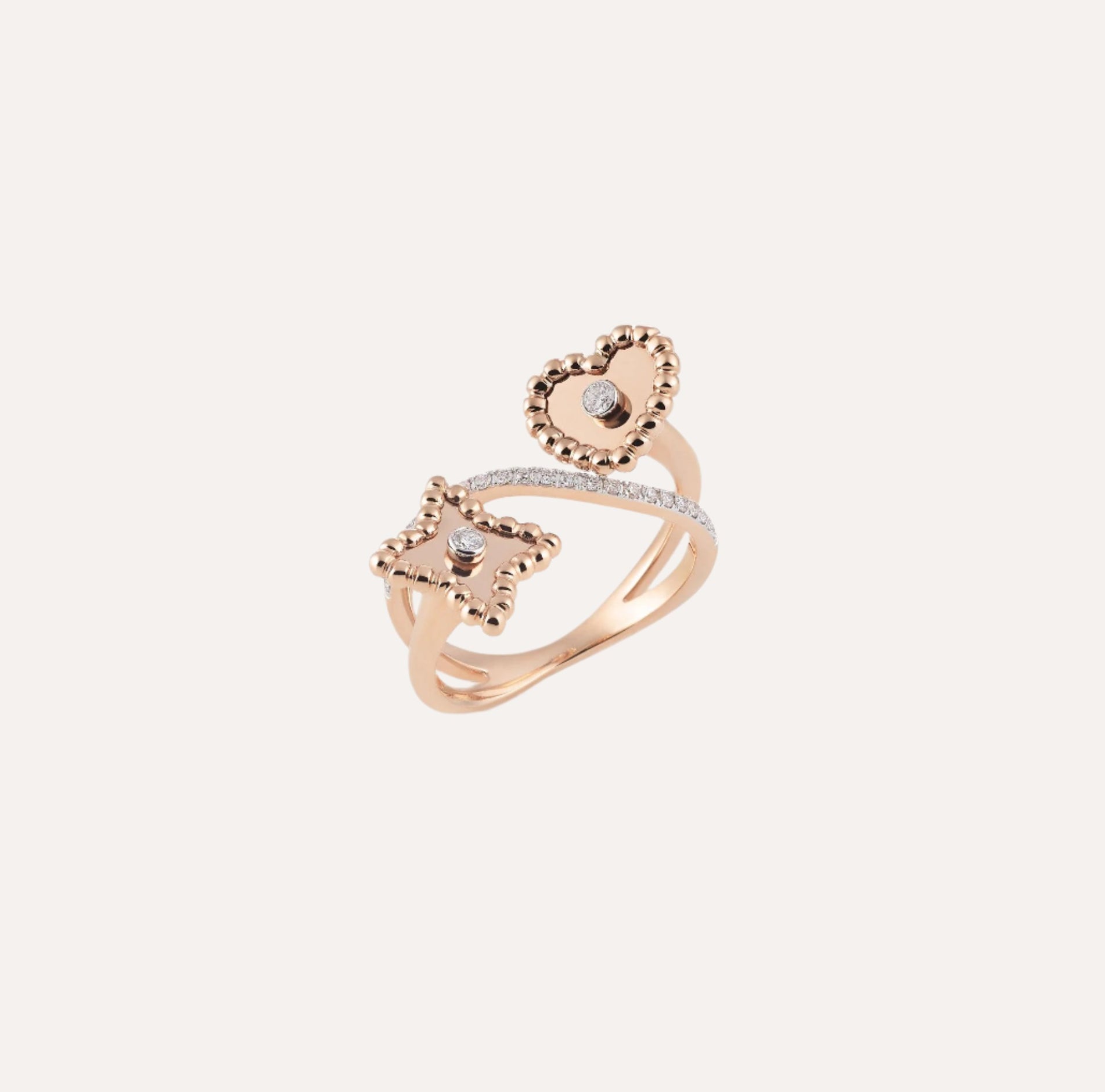 Al Coro Palladio Ring in 18k Rose Gold with White Diamonds - Orsini Jewellers