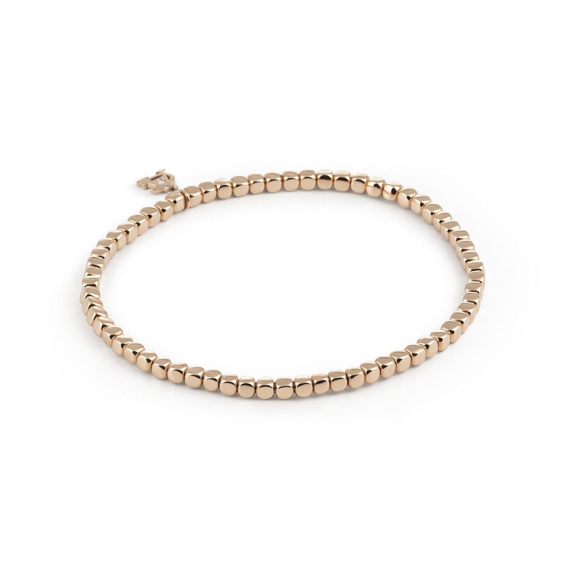 Al Coro Square Stretchy Bracelet in 18k Rose Gold Small Size Cubes - Orsini Jewellers