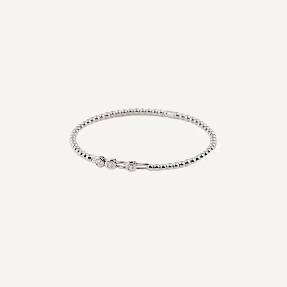 Al Coro Stretchy Bracelet in 18k White Gold 3 Sliding Diamonds - Orsini Jewellers