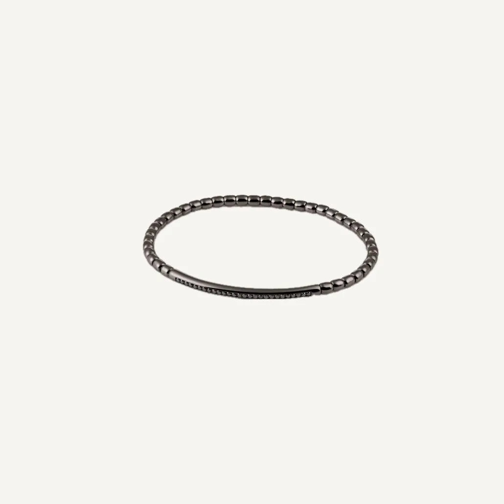 Al Coro Stretchy Men&#39;s Bracelet in Black Ruthenium with Black Diamonds - Orsini Jewellers