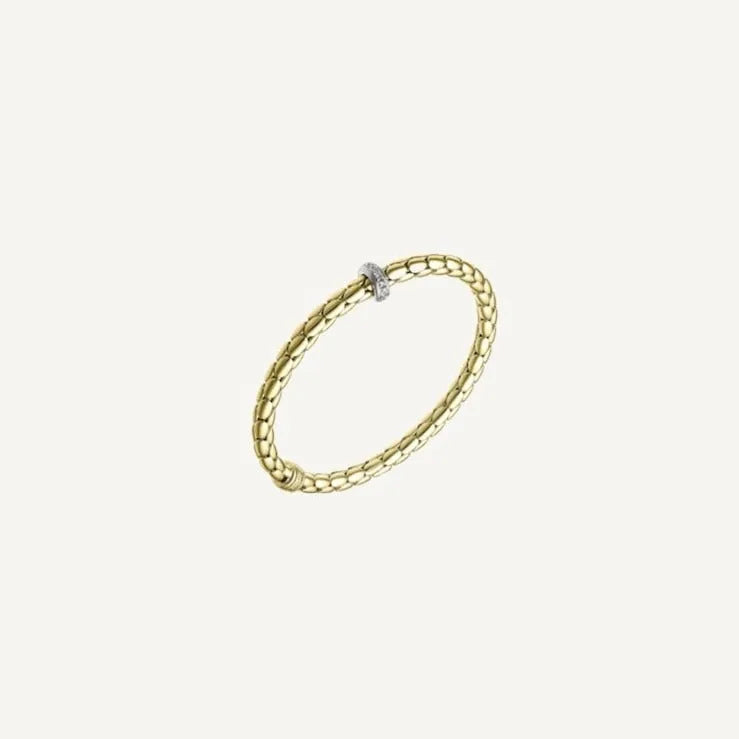 Chimento Stretch Spring Bracelet (Large, 1 Disc) in 18k Yellow and White Gold with White Diamonds - Orsini Jewellers