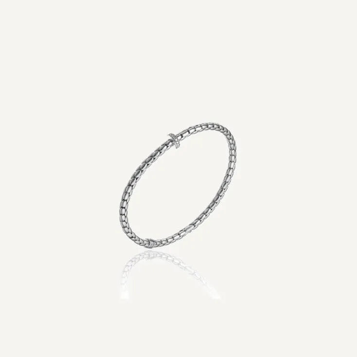 Chimento Stretch Spring Bracelet (Small, 1 Disc) in 18k White Gold with White Diamonds - Orsini Jewellers