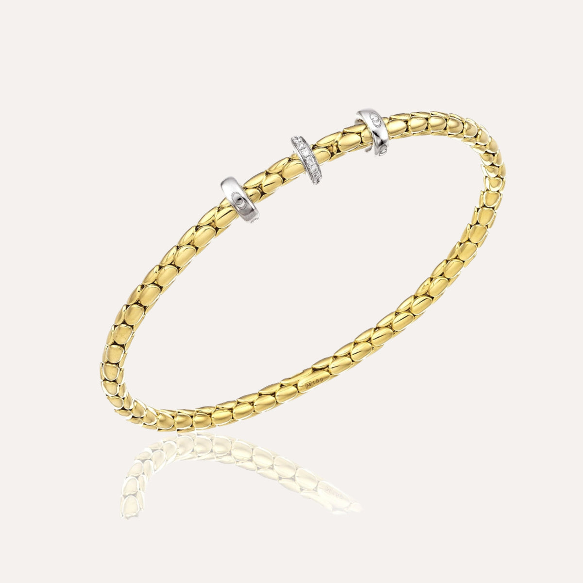 Chimento Stretch Spring Bracelet (Small, 3 Disc) in 18k Yellow and White Gold with White Diamonds - Orsini Jewellers