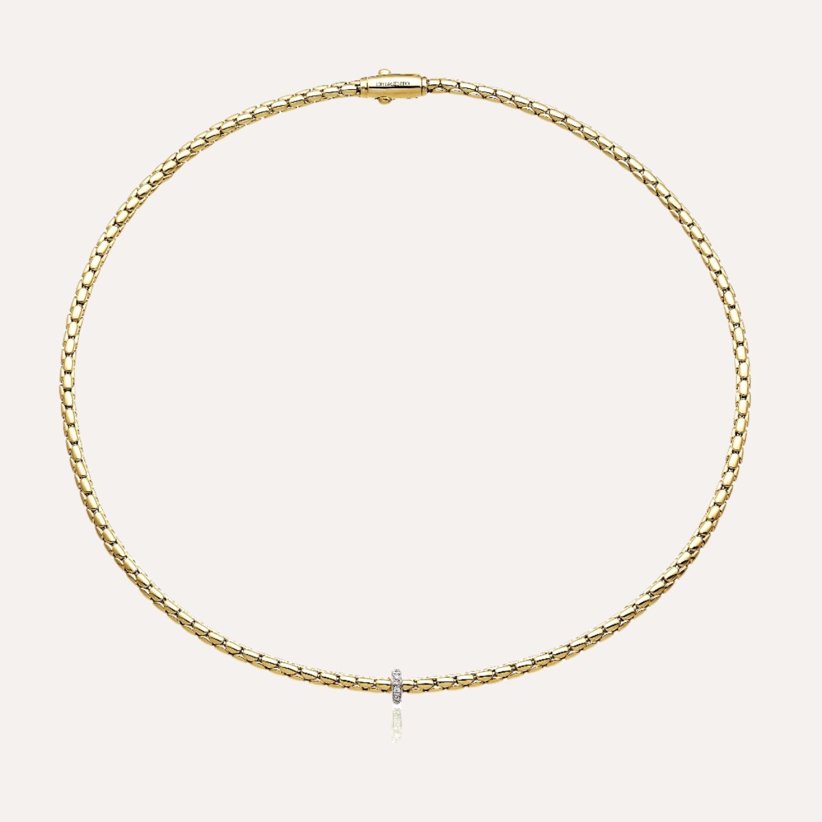 Chimento Stretch Spring Necklace (Small) in 18k Yellow and White Gold with White Diamonds - Orsini Jewellers