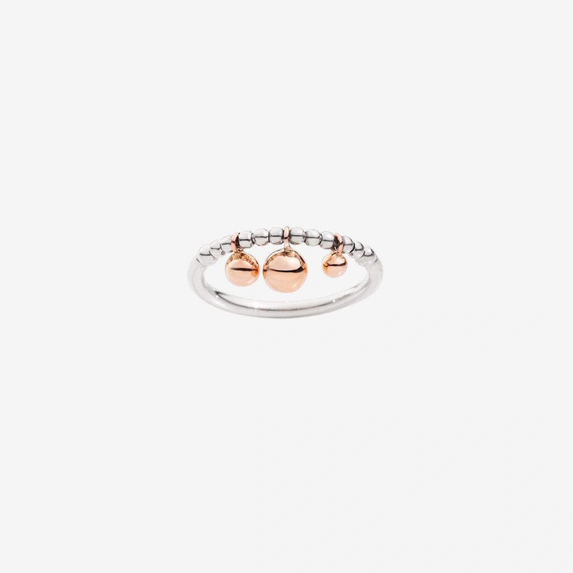 Dodo Bollicine Ring in Sterling Silver with Rose Gold and Silver Spheres - Orsini Jewellers