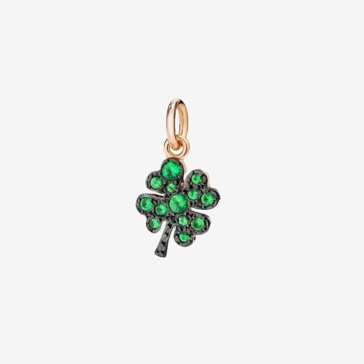 DoDo Charm FOUR LEAF CLOVER Rose Gold and Tsavorites - Orsini Jewellers